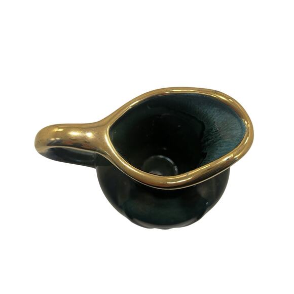 Hull emerald green drip glaze pitcher with eagle embossed, 6" - Picture 7 of 9